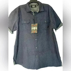 Lions Crest By English Laundry NWT Men’s Button Down Navy Blue Shirt XXL